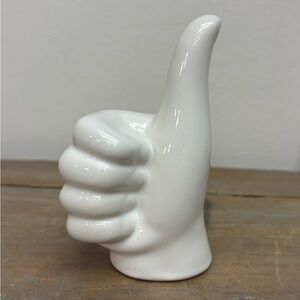 Thumbs Up Hand White Ceramic Sculpture 4.25 inches